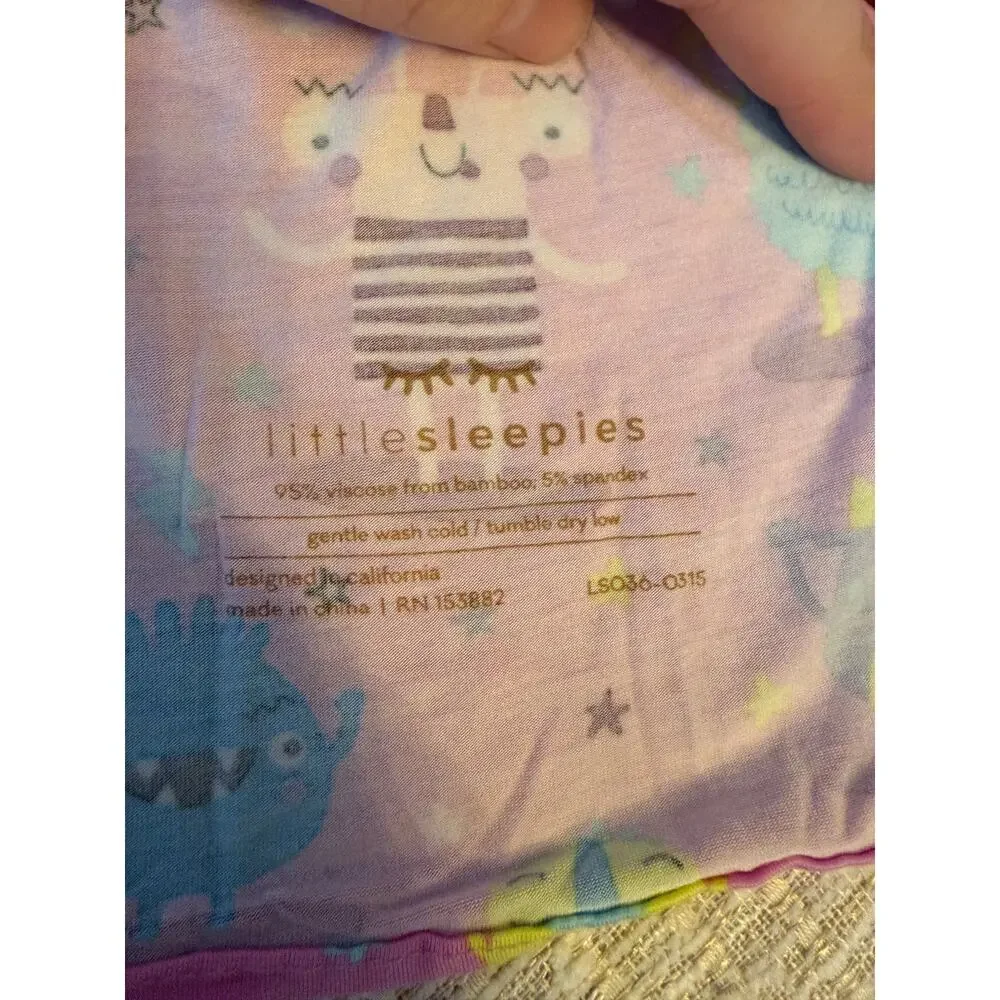 Little Sleepies Monster Mayhem Pink Light Weight Swaddler Approx 44 x44 Bamboo
